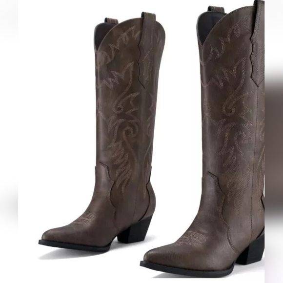 Rollda Cowboy Western Boots New Brown Tonal Stitching Sz 10M - Picture 4 of 14